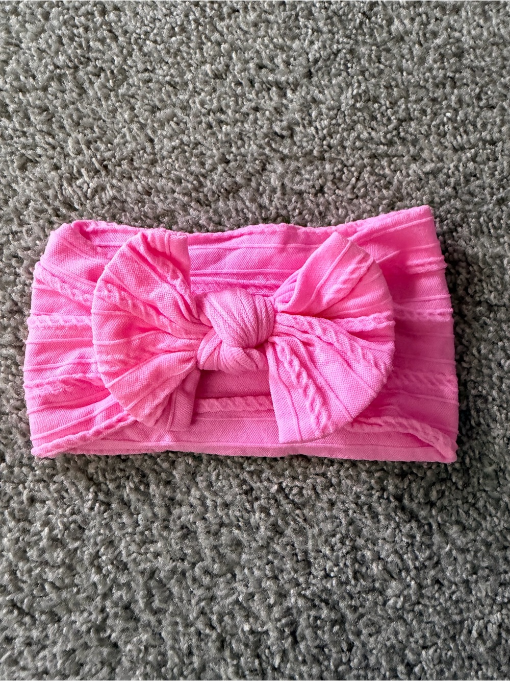 Pink Kids Bow Headband - Soft Stretch Fabric